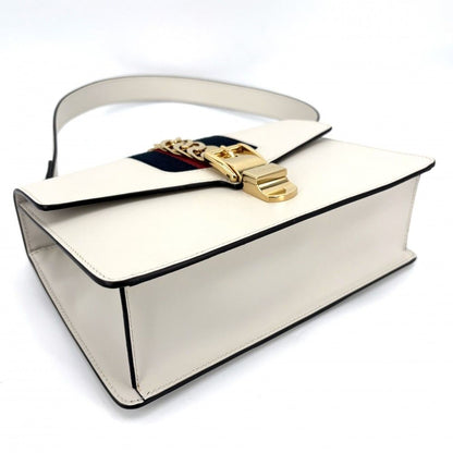 Gucci Shoulder Bag Sherry Line Sylvie Leather White Gold — view 3