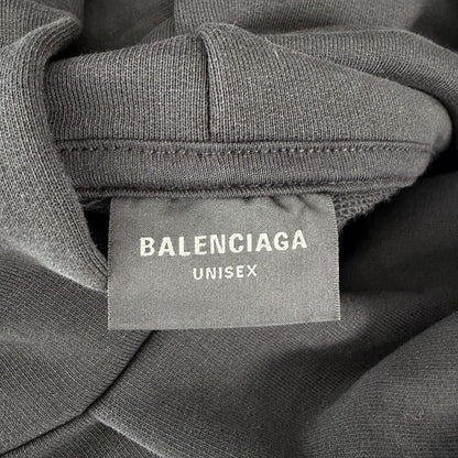 Balenciaga Hoodie Pullover Logo Print Top M Black Cotton — view 4
