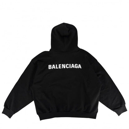 Balenciaga Hoodie Pullover Logo Print Top M Black Cotton