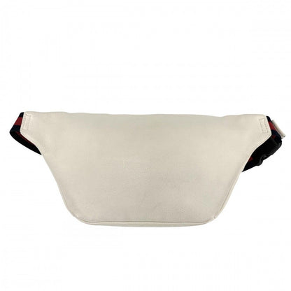 Gucci Waist Bag Logo Print Sherry Line Crossbody Leather White Gold — view 2