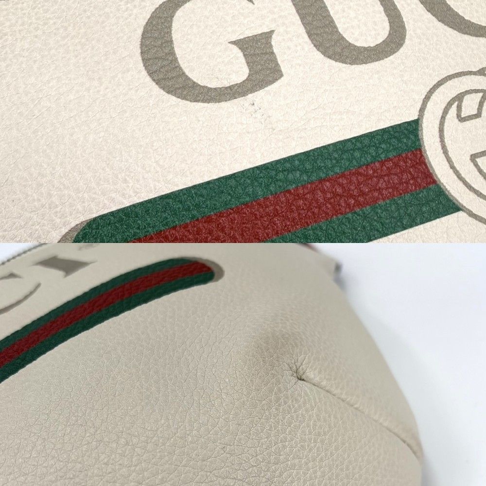 Gucci Waist Bag Logo Print Sherry Line Crossbody Leather White Gold — view 7