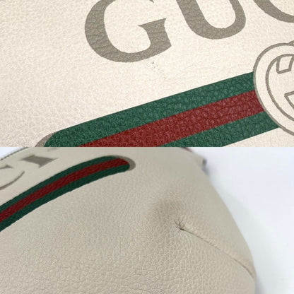 Gucci Waist Bag Logo Print Sherry Line Crossbody Leather White Gold — view 7