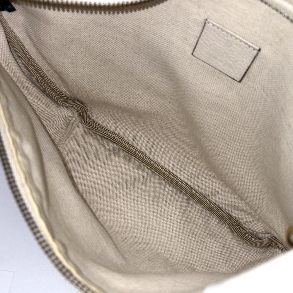 Gucci Waist Bag Logo Print Sherry Line Crossbody Leather White Gold — view 4