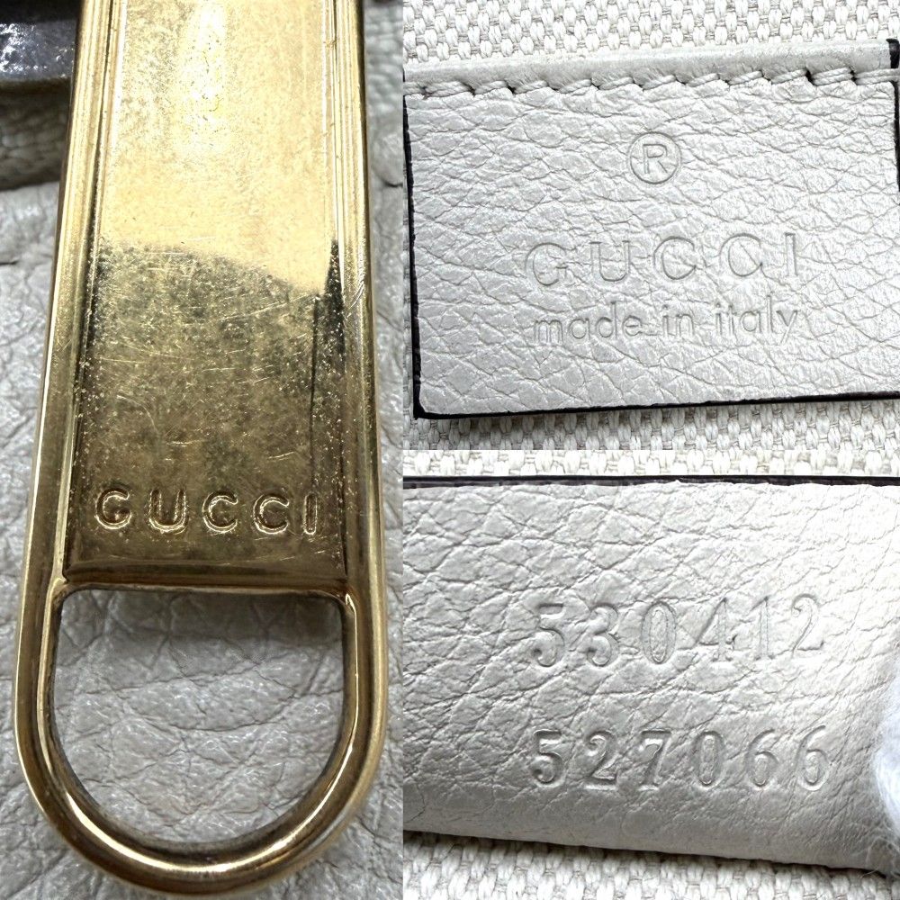 Gucci Waist Bag Logo Print Sherry Line Crossbody Leather White Gold — view 5