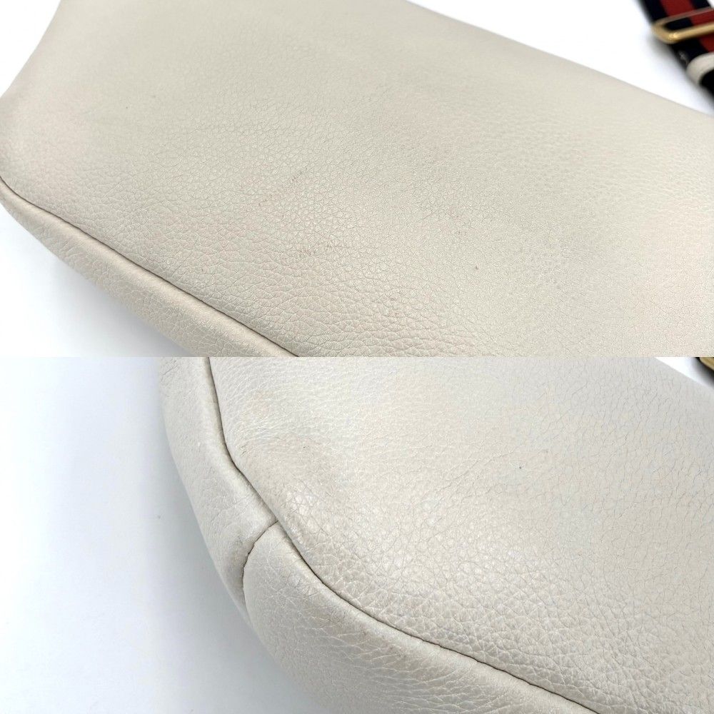 Gucci Waist Bag Logo Print Sherry Line Crossbody Leather White Gold — view 6