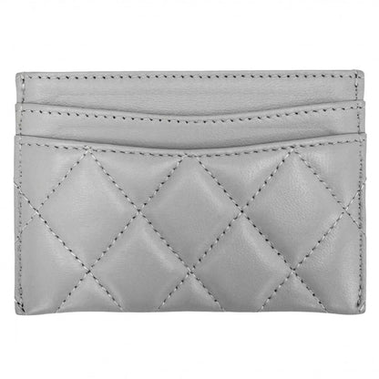 Chanel Card Case Quilted CC Logo Set Era Classic Holder Lambskin Gray Gold — view 2