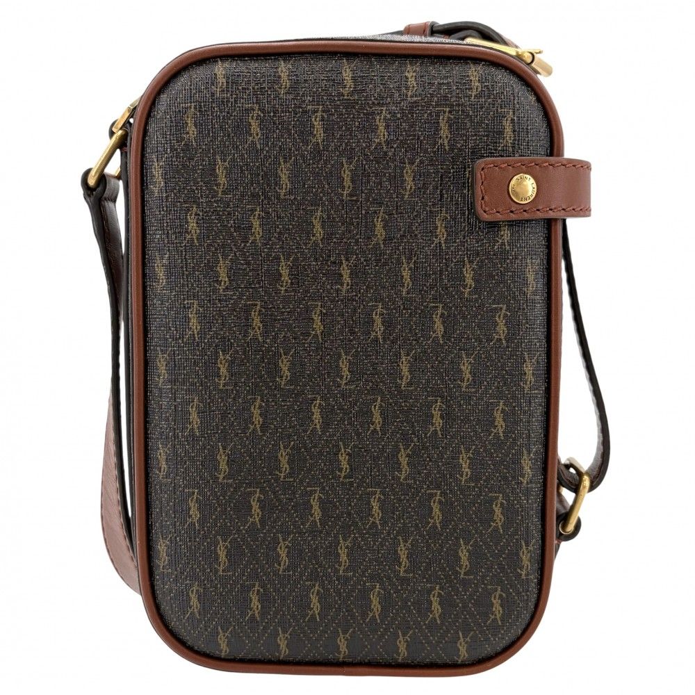 Saint Laurent Paris Shoulder Bag YSL Logo Crossbody Leather Brown Gold — view 2