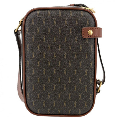 Saint Laurent Paris Shoulder Bag YSL Logo Crossbody Leather Brown Gold — view 2