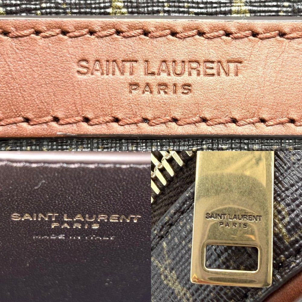 Saint Laurent Paris Shoulder Bag YSL Logo Crossbody Leather Brown Gold — view 5