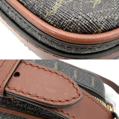 Saint Laurent Paris Shoulder Bag YSL Logo Crossbody Leather Brown Gold — view 7