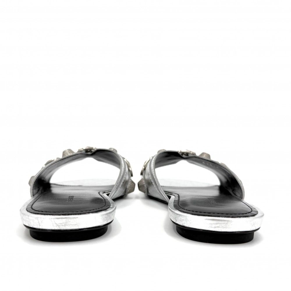 Balenciaga Sandals le Cagole Metallic Shoes Lecago Flat 39 Silver — view 4