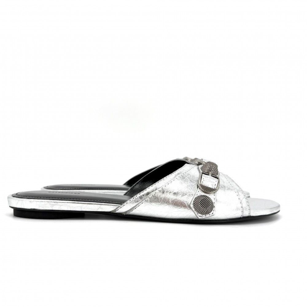 Balenciaga Sandals le Cagole Metallic Shoes Lecago Flat 39 Silver — view 2