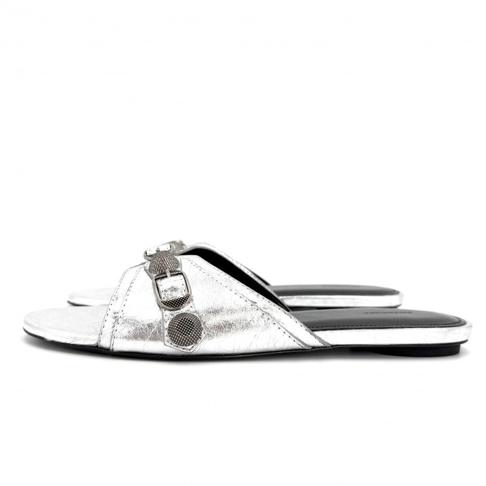 Balenciaga Sandals le Cagole Metallic Shoes Lecago Flat 39 Silver — view 3