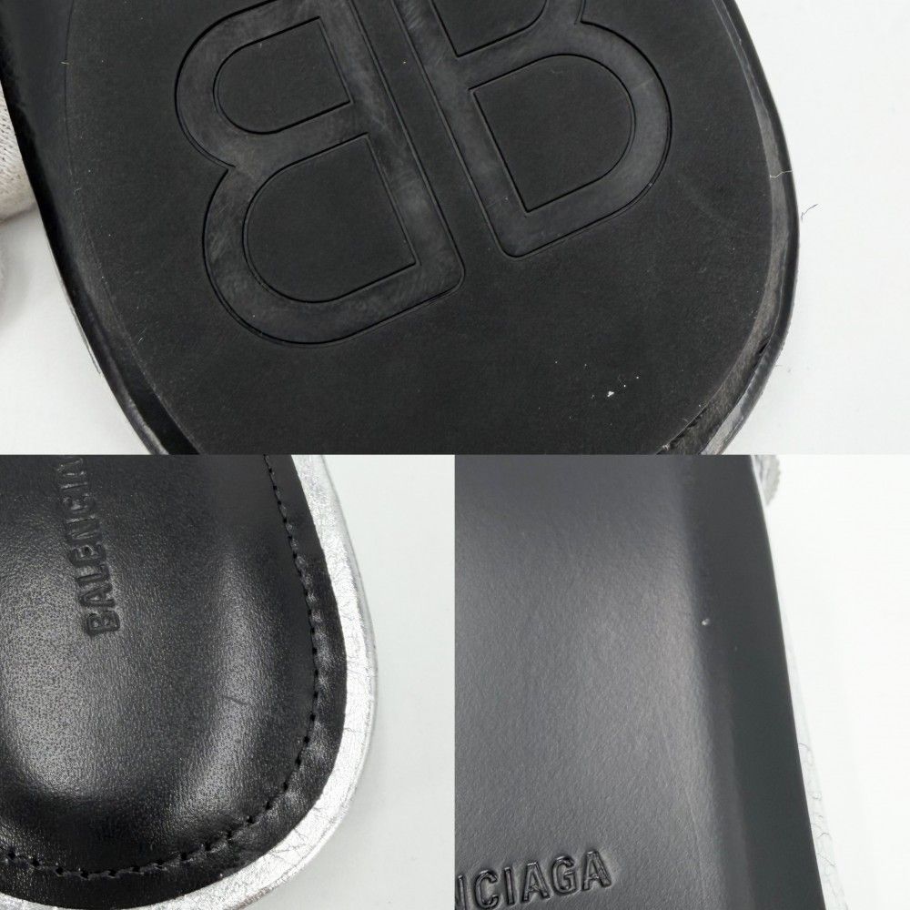 Balenciaga Sandals le Cagole Metallic Shoes Lecago Flat 39 Silver — view 7