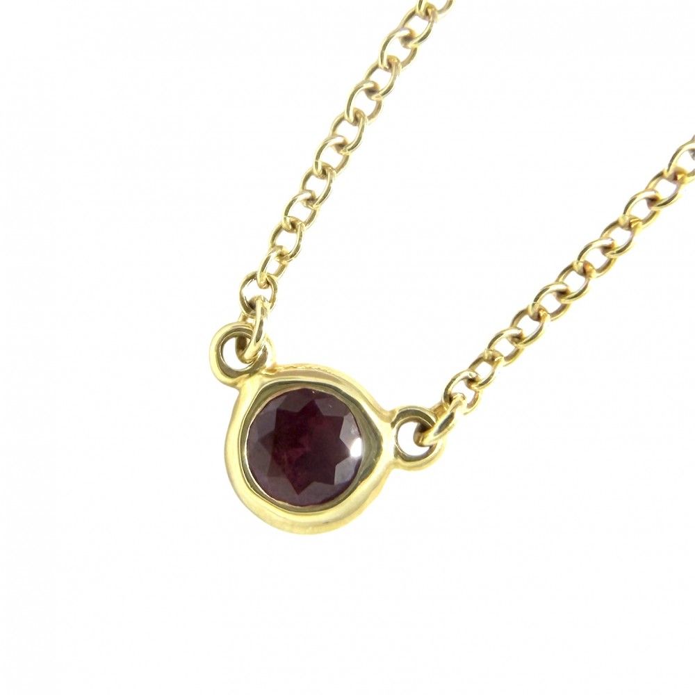 Tiffany & Co Necklace Color by the Yard Elsa Peretti 18k YG Gold Ruby