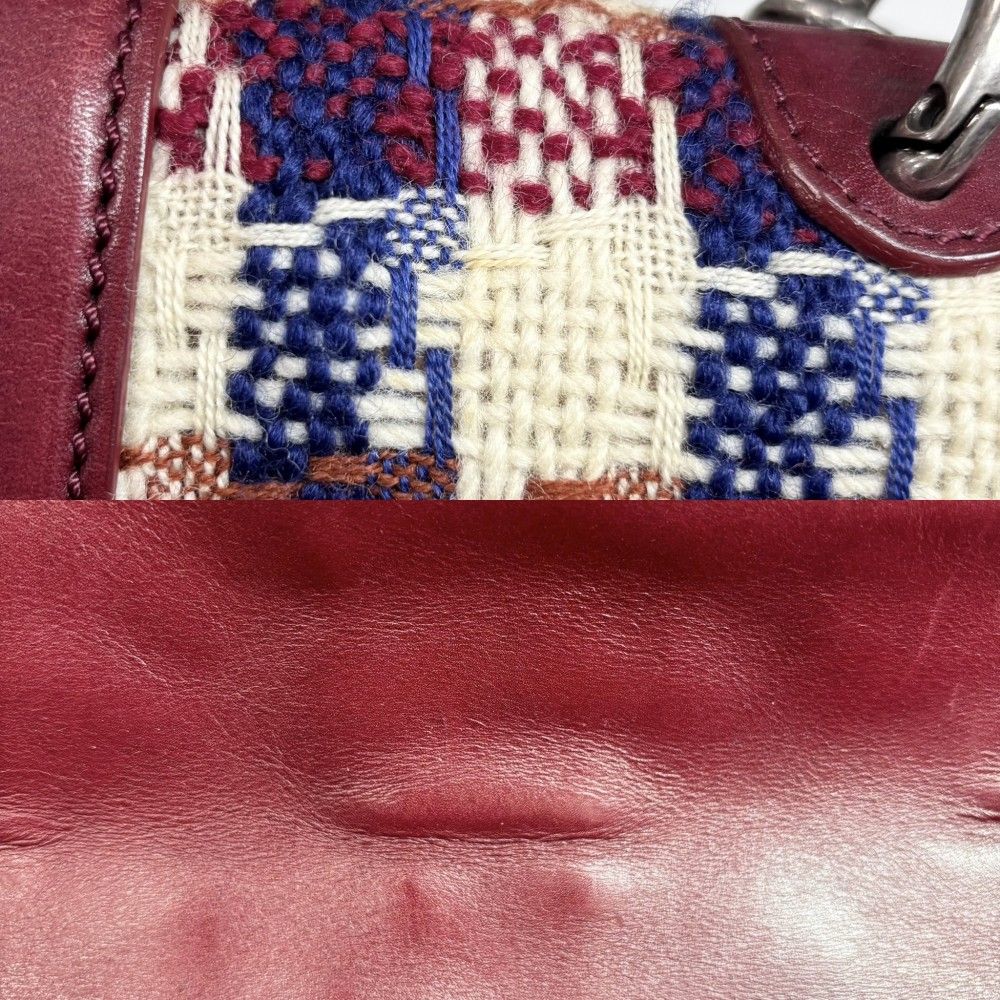 Chanel Shoulder Bag CC Logo Check Tweed Leather Red Silver — view 9