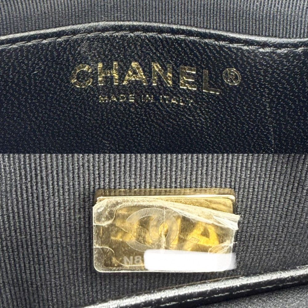 Chanel Shoulder Bag Quilted CC Logo Bag Chain Square Lambskin Black Gold — view 5