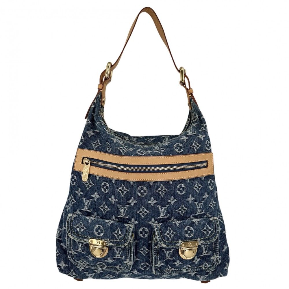Louis Vuitton Handbag Baggy GM One Shoulder Monogram Denim Blue Gold