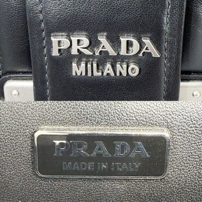 Prada Shoulder Bag Cahier Diagram Bag Crossbody Nylon Black Silver — view 5