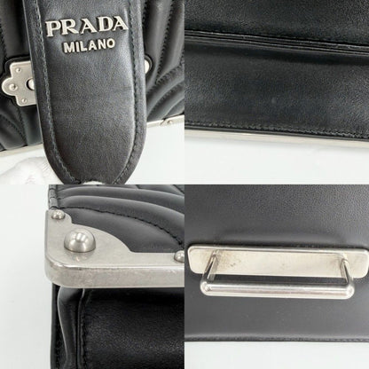 Prada Shoulder Bag Cahier Diagram Bag Crossbody Nylon Black Silver — view 6