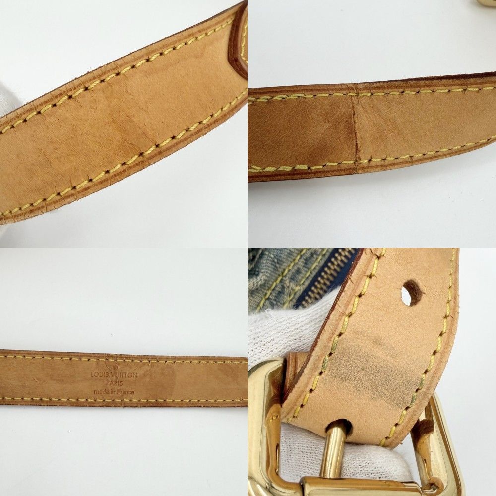 Louis Vuitton Shoulder Bag Monogram Denim Baggy PM Crossbody Blue Gold — view 8