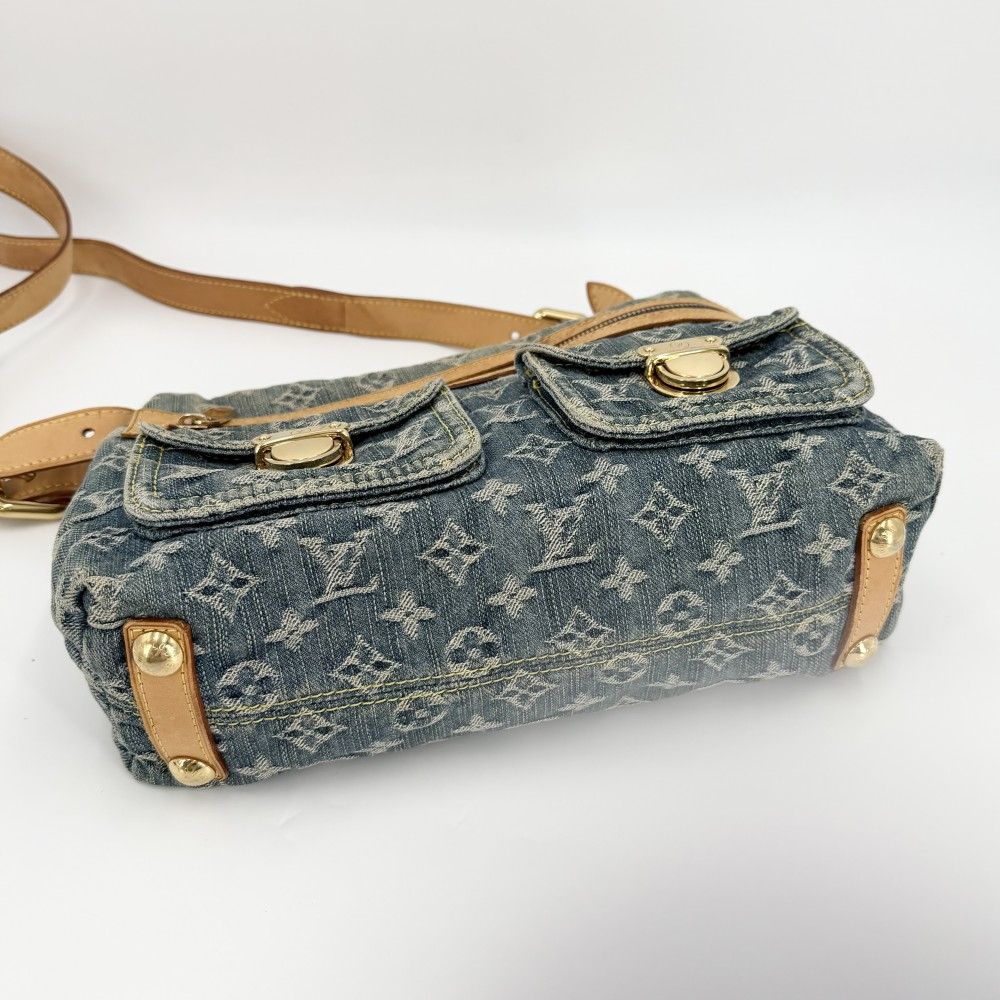 Louis Vuitton Shoulder Bag Monogram Denim Baggy PM Crossbody Blue Gold — view 3