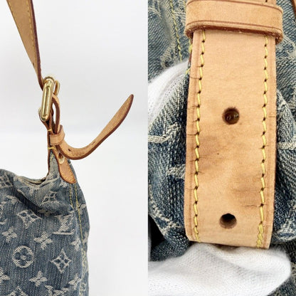 Louis Vuitton Shoulder Bag Monogram Denim Baggy PM Crossbody Blue Gold — view 9