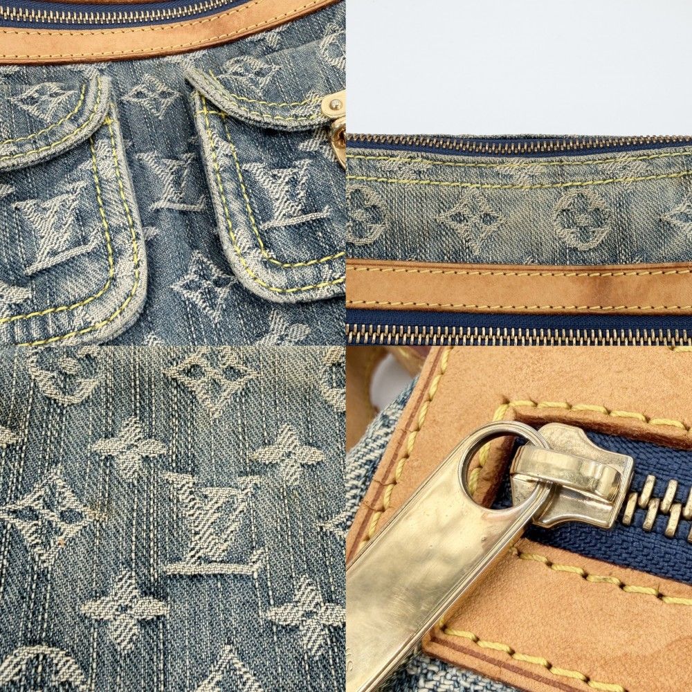 Louis Vuitton Shoulder Bag Monogram Denim Baggy PM Crossbody Blue Gold — view 6