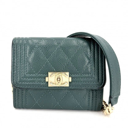 Chanel Chain Wallet Boy Quilted Mini Shoulder Bag Crossbody CC Logo Caviar