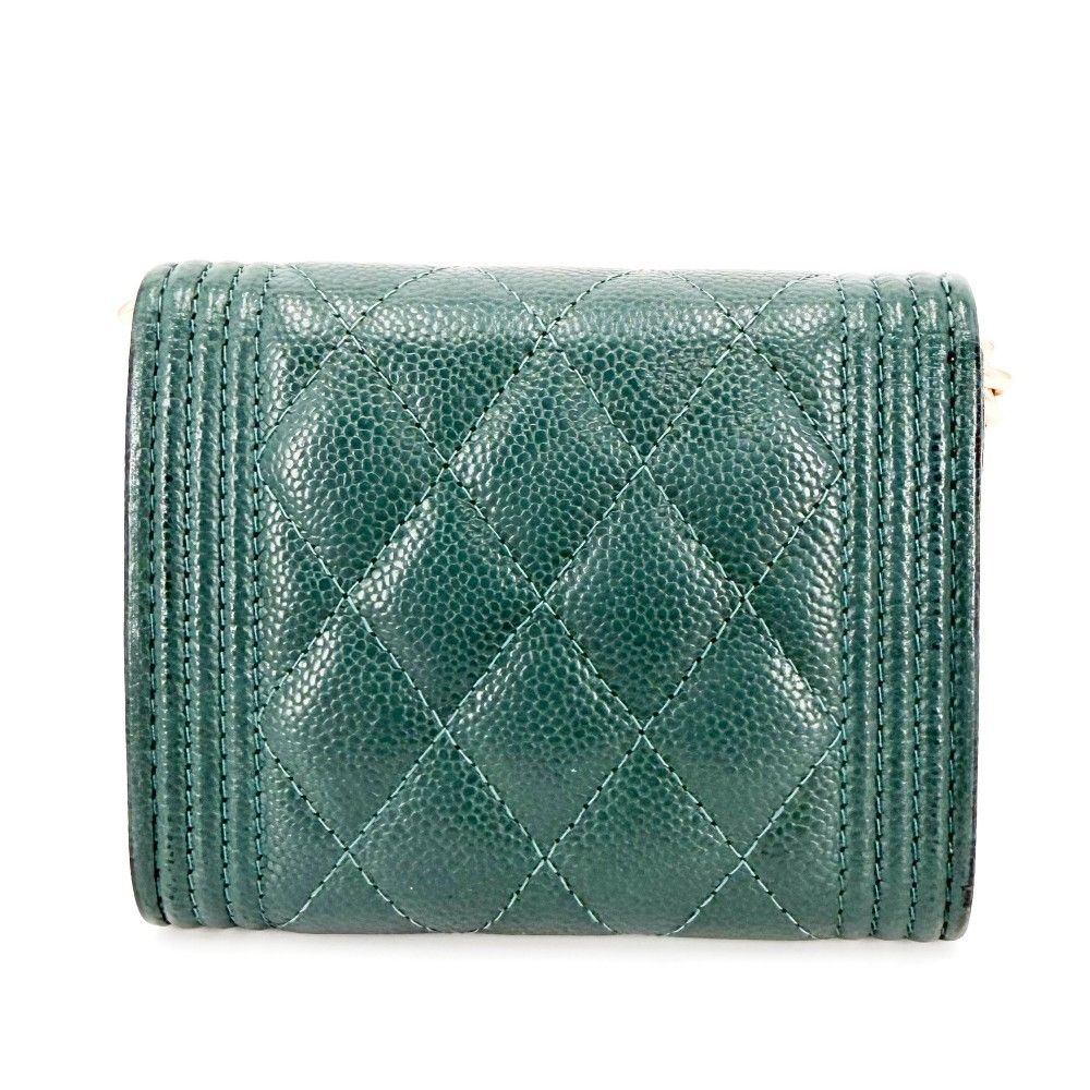 Chanel Chain Wallet Boy Quilted Mini Shoulder Bag Crossbody CC Logo Caviar — view 2