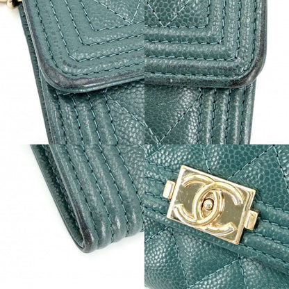 Chanel Chain Wallet Boy Quilted Mini Shoulder Bag Crossbody CC Logo Caviar — view 6