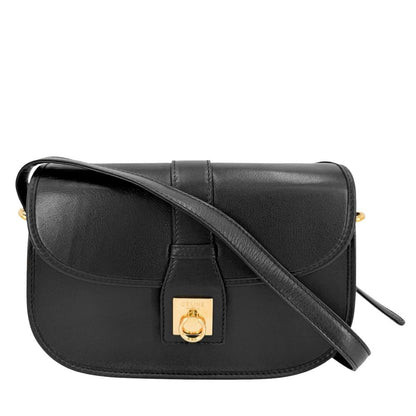 Celine Shoulder Bag Pochette Crossbody Leather Black Gold