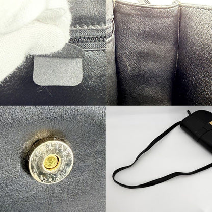Celine Shoulder Bag Pochette Crossbody Leather Black Gold — view 7