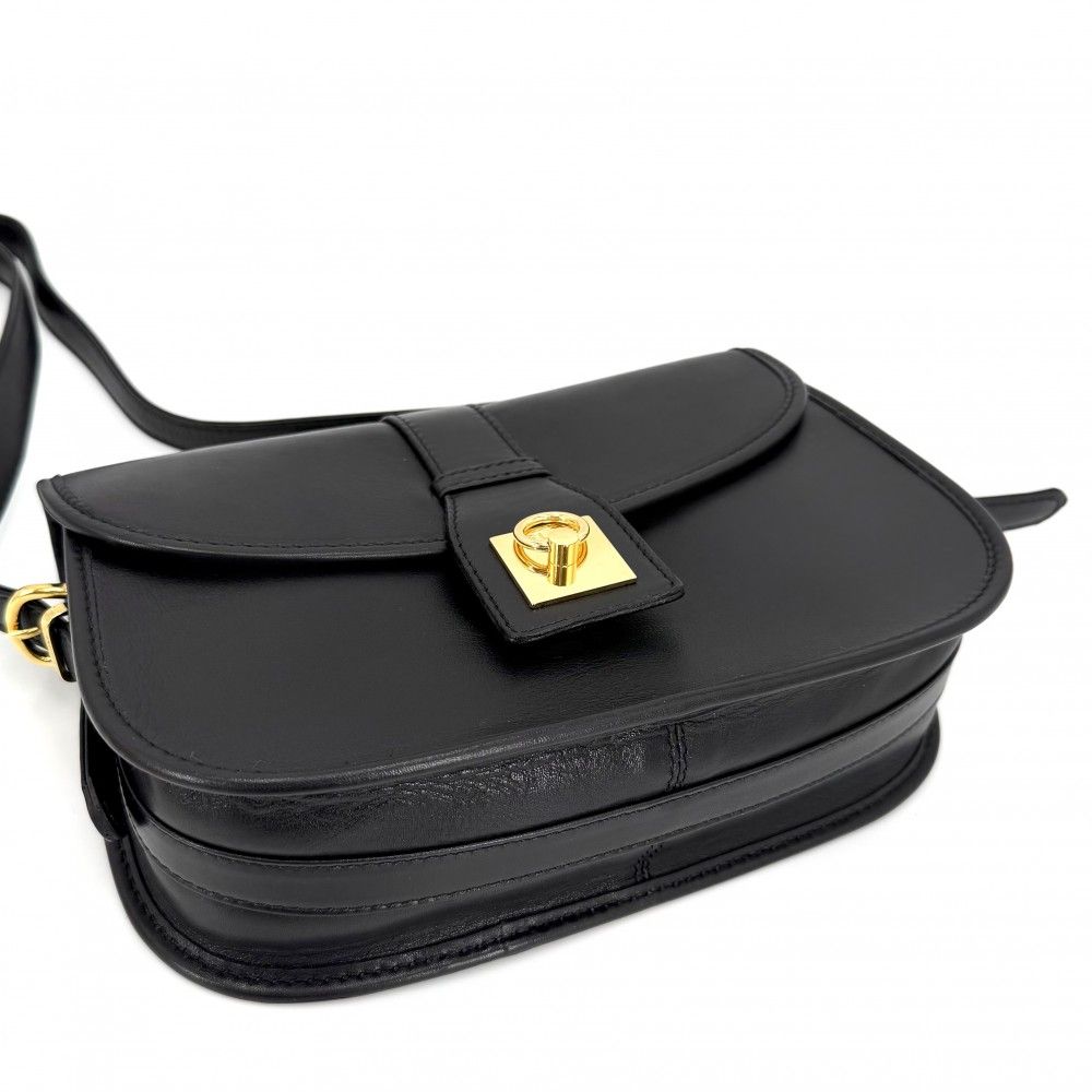 Celine Shoulder Bag Pochette Crossbody Leather Black Gold — view 3