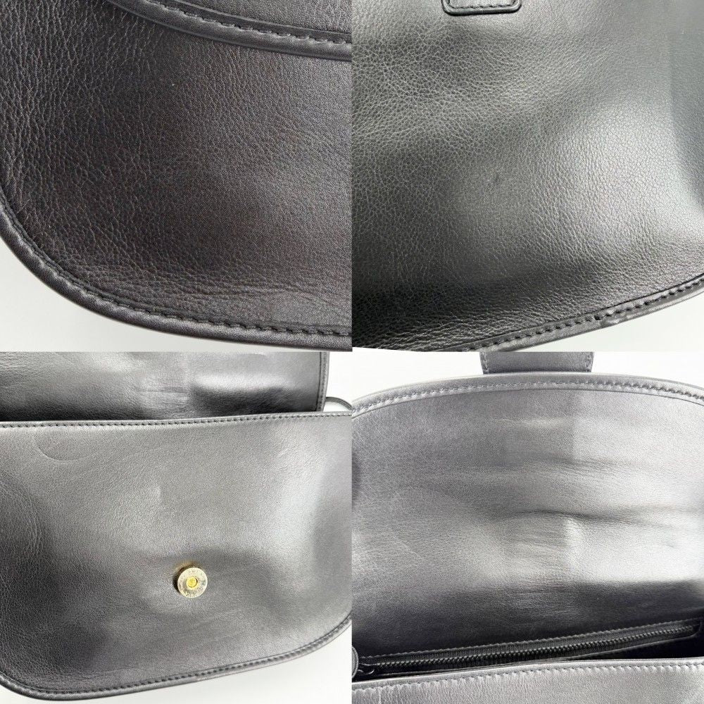 Celine Shoulder Bag Pochette Crossbody Leather Black Gold — view 6