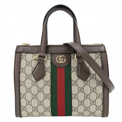 Gucci 2-Way Ophidia Small Tote Shoulder Bag Crossbody GG Supreme Canvas Leather