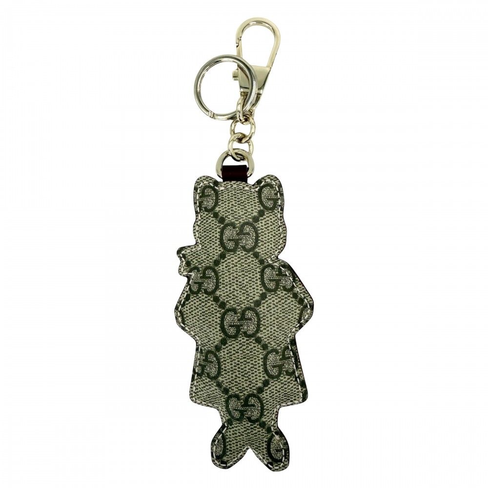 Gucci Key Ring Yu Higuchi Collaboration Key Holder Charm Cat GG Supreme Leather — view 2
