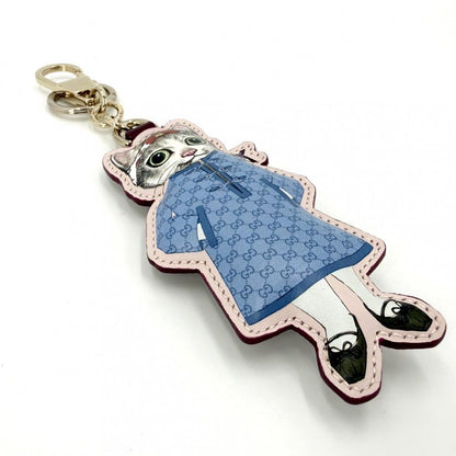 Gucci Key Ring Yu Higuchi Collaboration Key Holder Charm Cat GG Supreme Leather — view 3