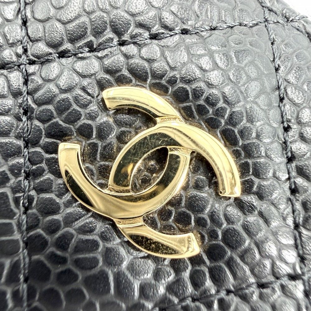 Chanel Coin Case Quilted Classic Zip Card CC Logo Purse Caviar Leather Black — view 7