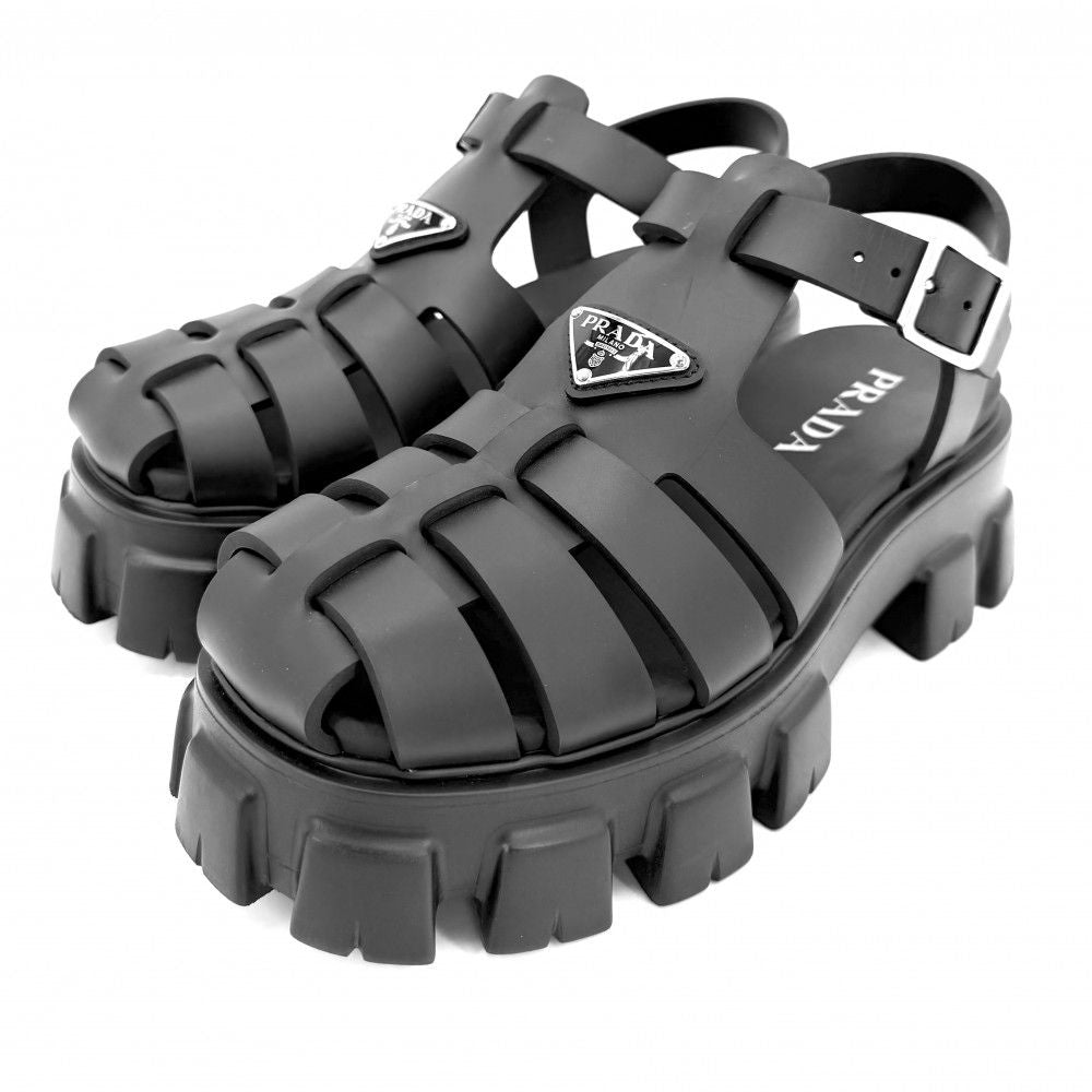Prada Sandals Monolith Ruba Platform Shoes Triangle Logo 6 Sizes Black