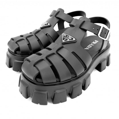 Prada Sandals Monolith Ruba Platform Shoes Triangle Logo 6 Sizes Black
