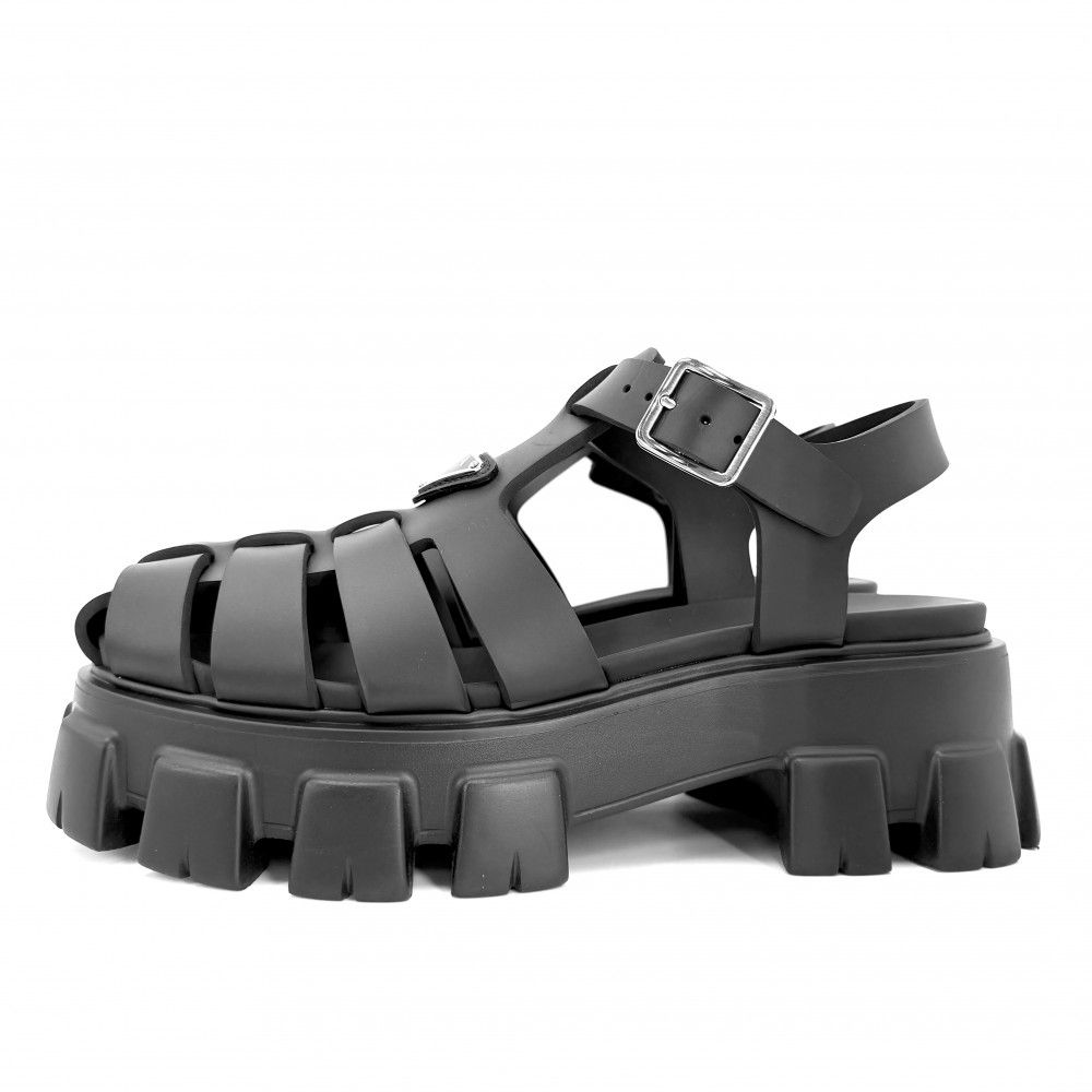 Prada Sandals Monolith Ruba Platform Shoes Triangle Logo 6 Sizes Black — view 3