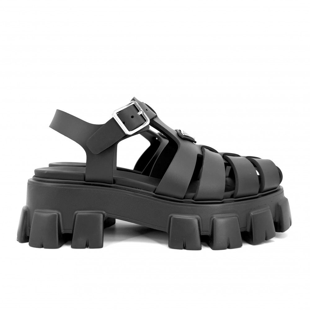 Prada Sandals Monolith Ruba Platform Shoes Triangle Logo 6 Sizes Black — view 2