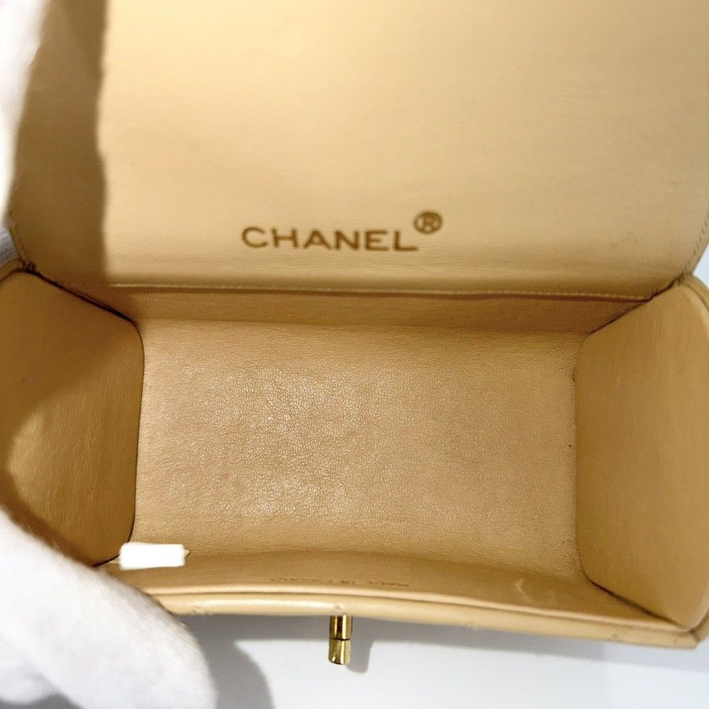 Chanel Boys Quilted Top Handle Mini Bag Vintage CC Logo Lambskin Beige Gold — view 4