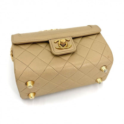 Chanel Boys Quilted Top Handle Mini Bag Vintage CC Logo Lambskin Beige Gold — view 3