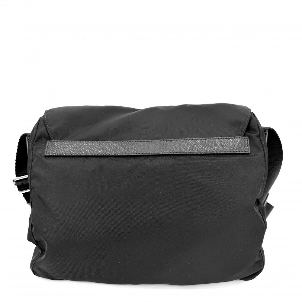 Prada Shoulder Bag Triangle Logo Crossbody Nylon Black Silver — view 2