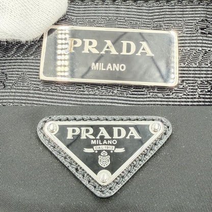 Prada Shoulder Bag Triangle Logo Crossbody Nylon Black Silver — view 5