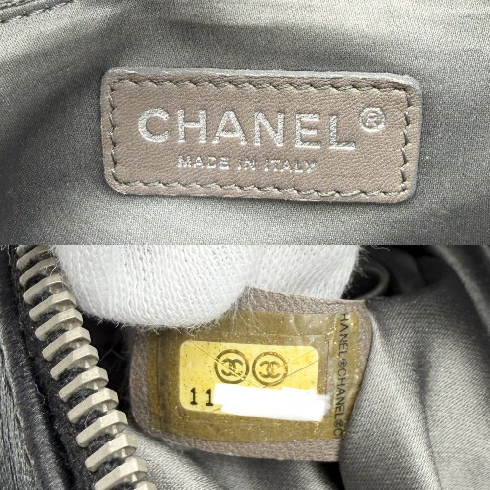 Chanel Choco Bar Bowling Bag Shoulder Chain Leather Black Silver — view 5