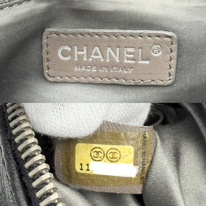 Chanel Choco Bar Bowling Bag Shoulder Chain Leather Black Silver — view 5