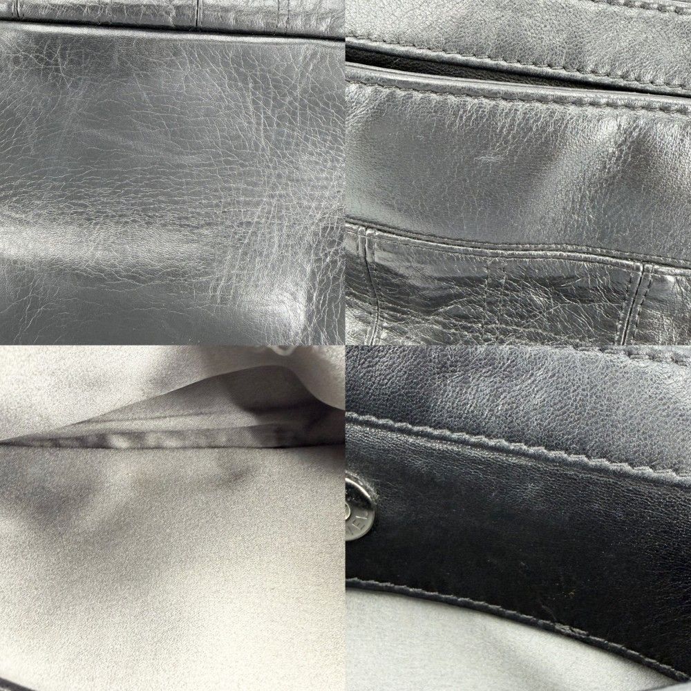 Chanel Choco Bar Bowling Bag Shoulder Chain Leather Black Silver — view 6